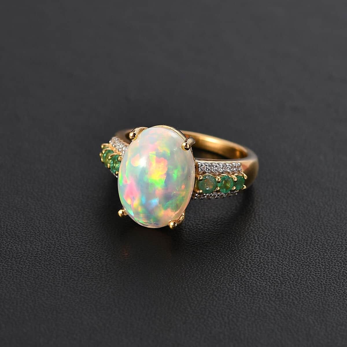 Premium Ethiopian Welo Opal and Multi Gemstone Ring in Vermeil Yellow Gold Over Sterling Silver (Size 9.0) 4.40 ctw image number 2