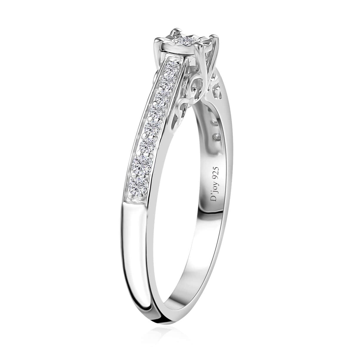 Diamond Ring in Platinum Over Sterling Silver (Size 10.0) 0.20 ctw image number 3