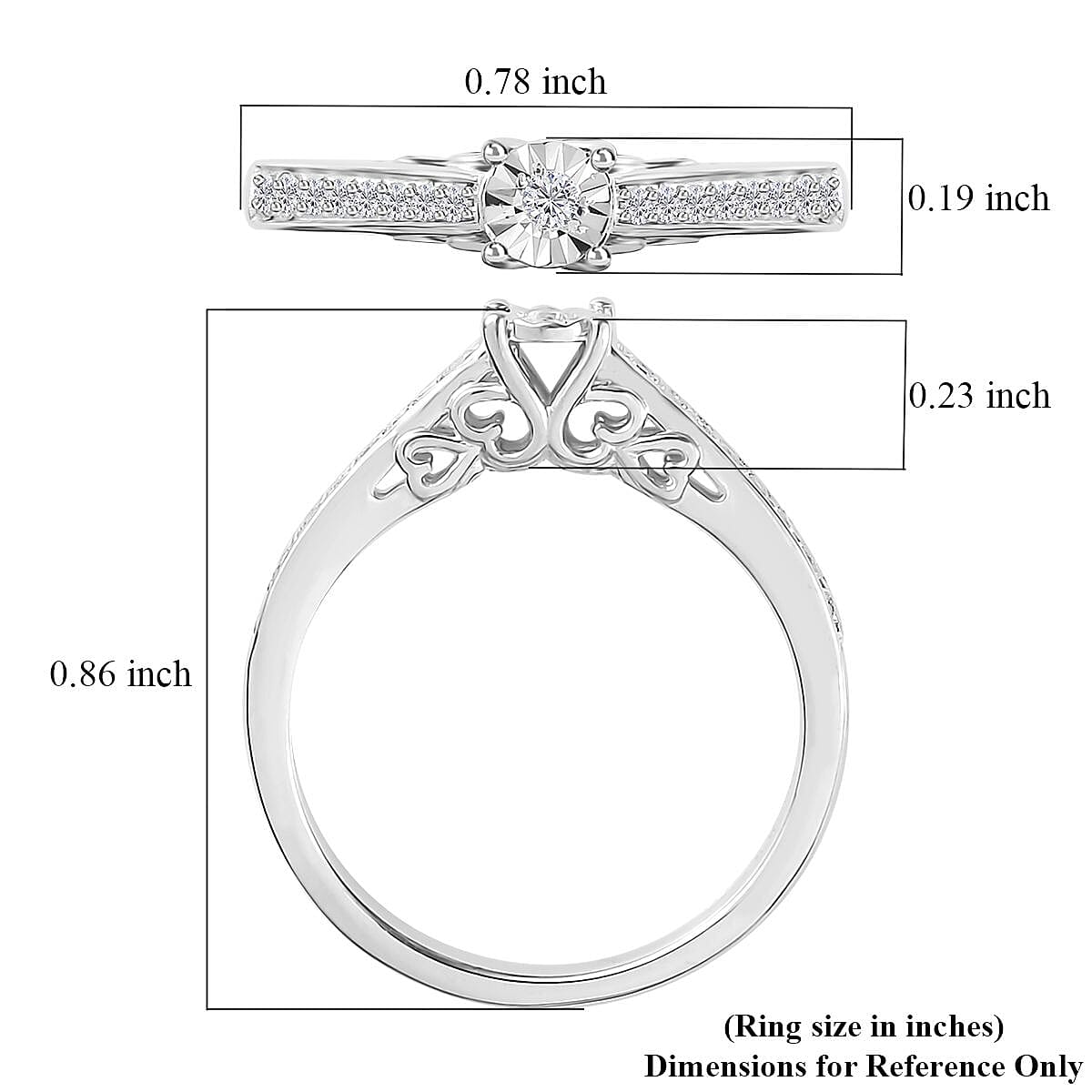 Diamond Ring in Platinum Over Sterling Silver (Size 10.0) 0.20 ctw