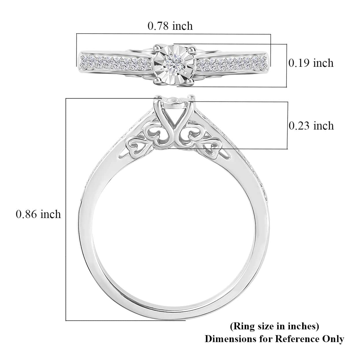 Diamond Band Ring in Platinum Over Sterling Silver (Size 10.0) 0.20 ctw image number 5