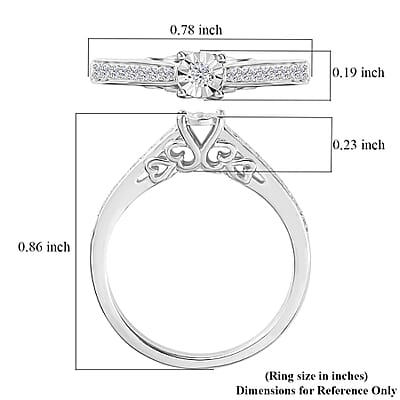 Diamond Ring in Platinum Over Sterling Silver (Size 10.0) 0.20 ctw