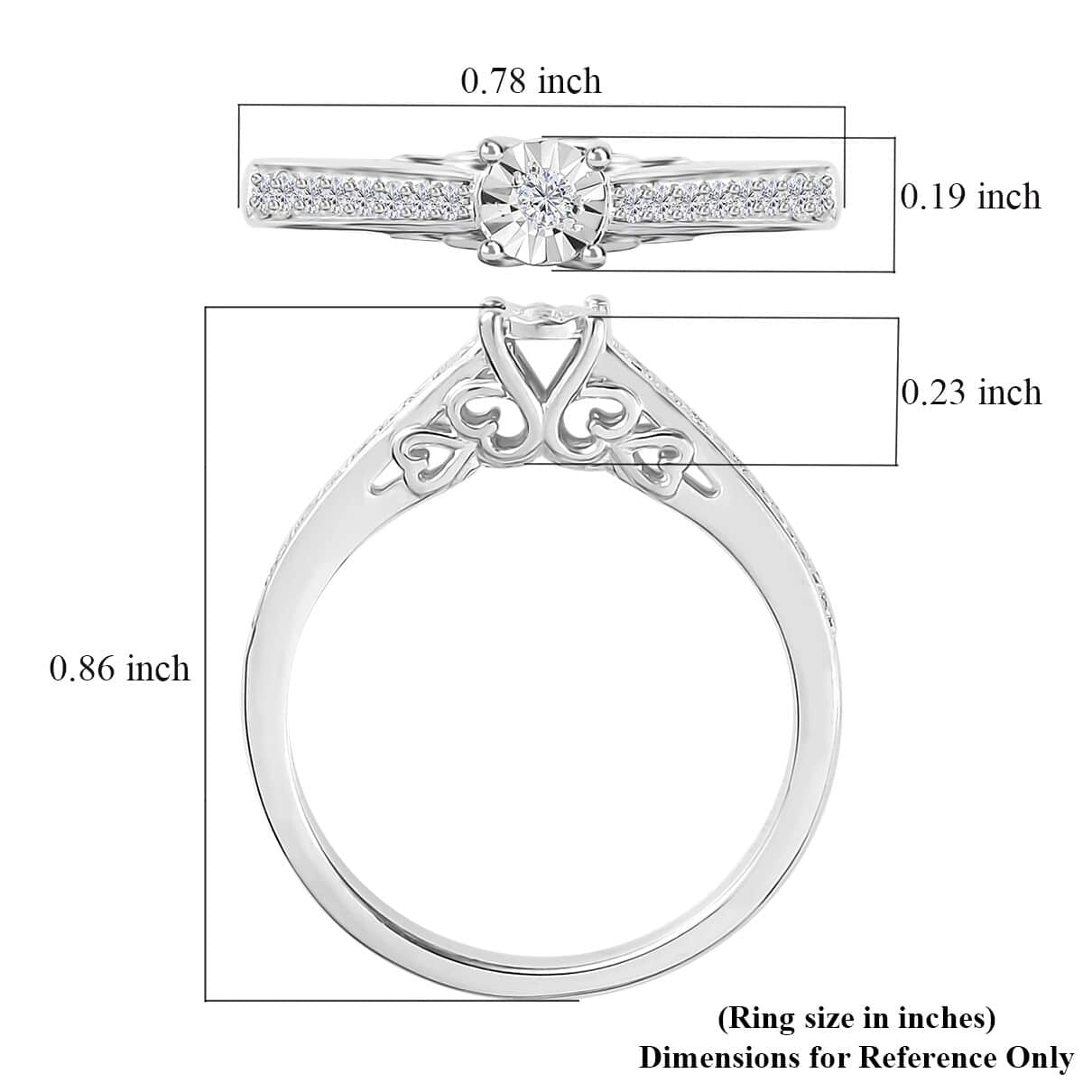 Diamond Ring in Platinum Over Sterling Silver (Size 8.0) 0.20 ctw image number 5