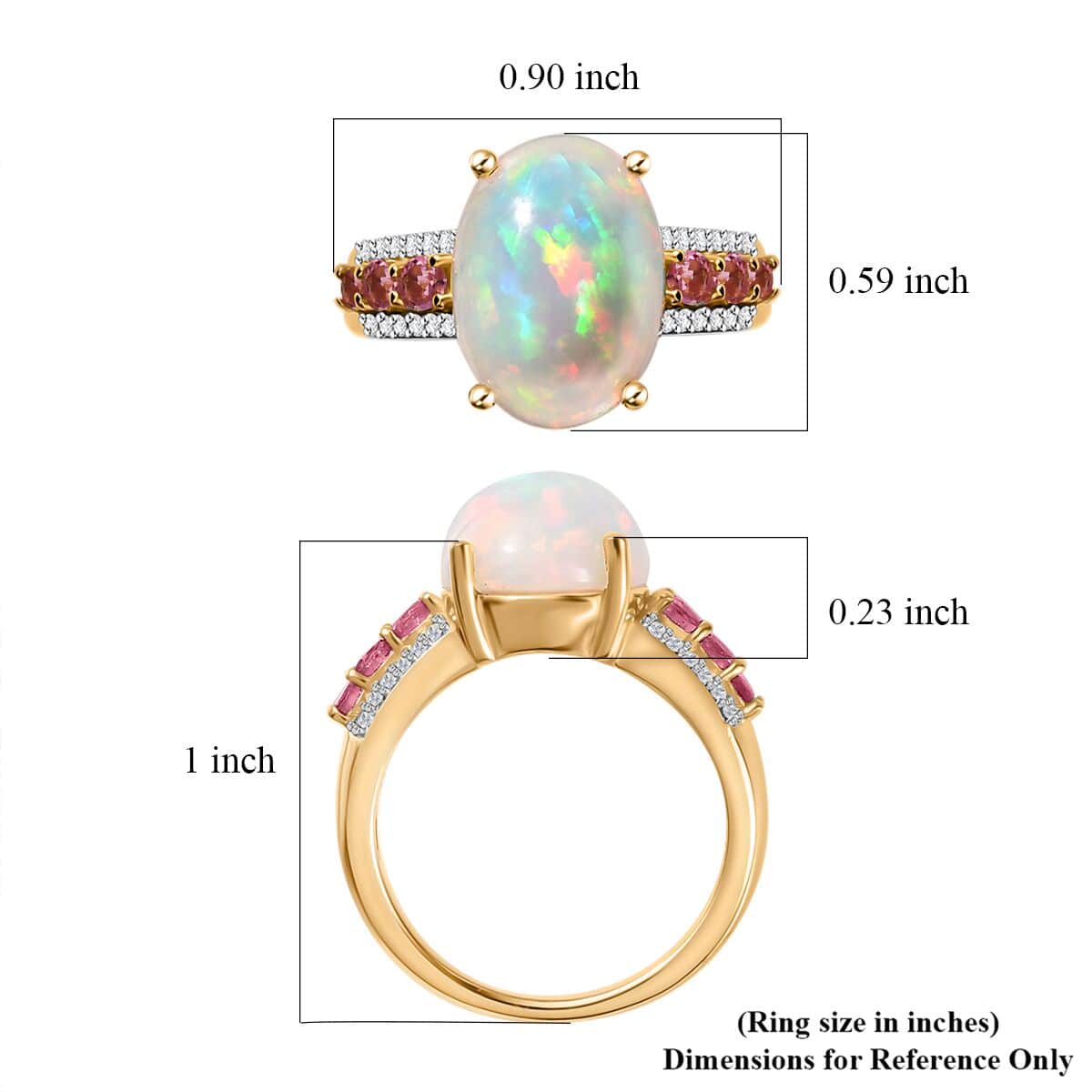 Premium Ethiopian Welo Opal and Multi Gemstone Ring in Vermeil Yellow Gold Over Sterling Silver (Size 10.0) 4.35 ctw image number 6