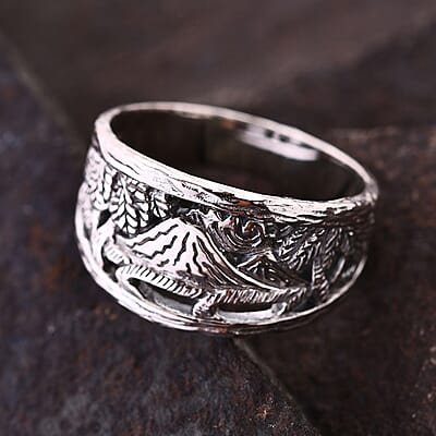 Bali Legacy Landscapes & Leaves Ring in Sterling Silver (Size 10.0) 6.10 Grams
