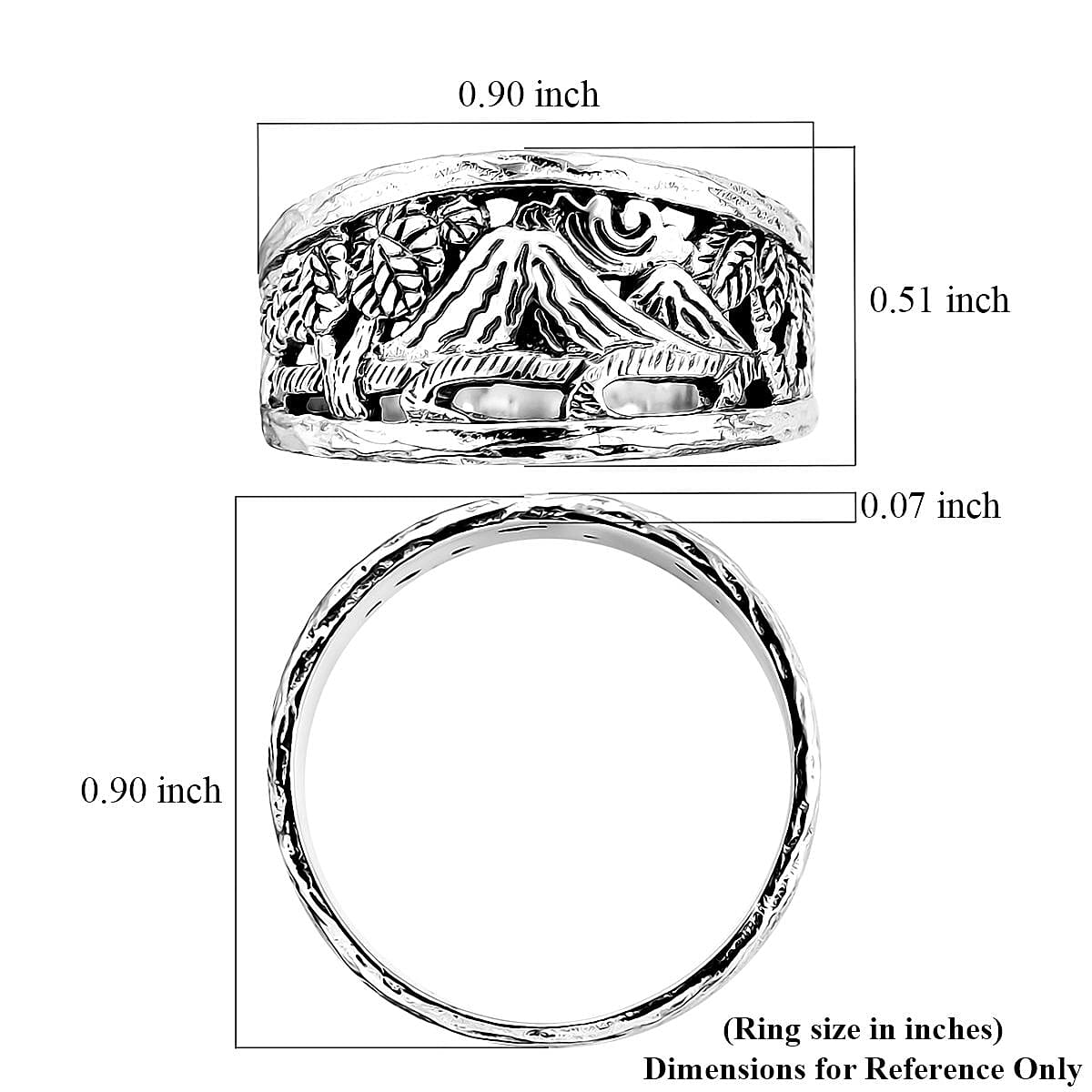 Bali Legacy Landscapes & Leaves Ring in Sterling Silver (Size 8.0) 6.10 Grams