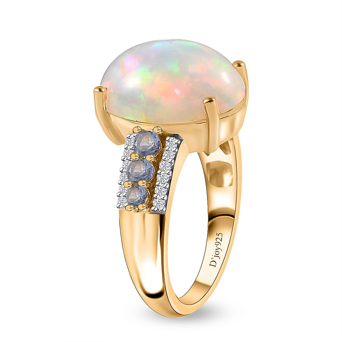 Premium Ethiopian Welo Opal and Multi Gemstone Ring in Vermeil Yellow Gold Over Sterling Silver (Size 7.0) 4.40 ctw image number 4
