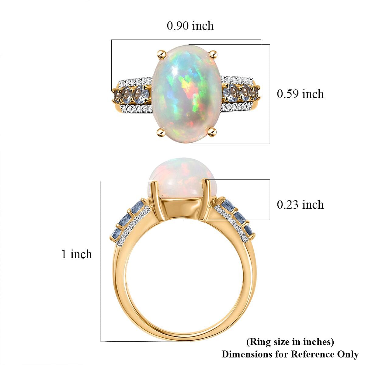 Premium Ethiopian Welo Opal and Multi Gemstone Ring in Vermeil Yellow Gold Over Sterling Silver (Size 7.0) 4.40 ctw image number 6