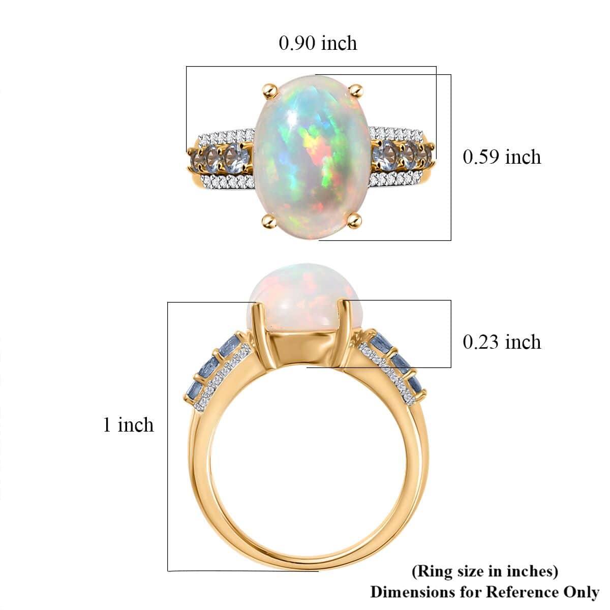 Premium Ethiopian Welo Opal and Multi Gemstone Ring in Vermeil Yellow Gold Over Sterling Silver (Size 9.0) 4.40 ctw image number 6