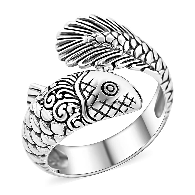 Bali Legacy Koi Fish Ring in Sterling Silver (Size 10.0) 6.10 Grams