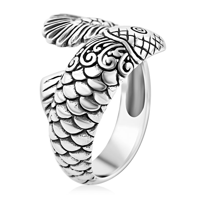 Bali Legacy Koi Fish Ring in Sterling Silver (Size 10.0) 6.10 Grams