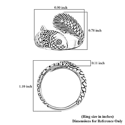 Bali Legacy Koi Fish Ring in Sterling Silver (Size 10.0) 6.10 Grams