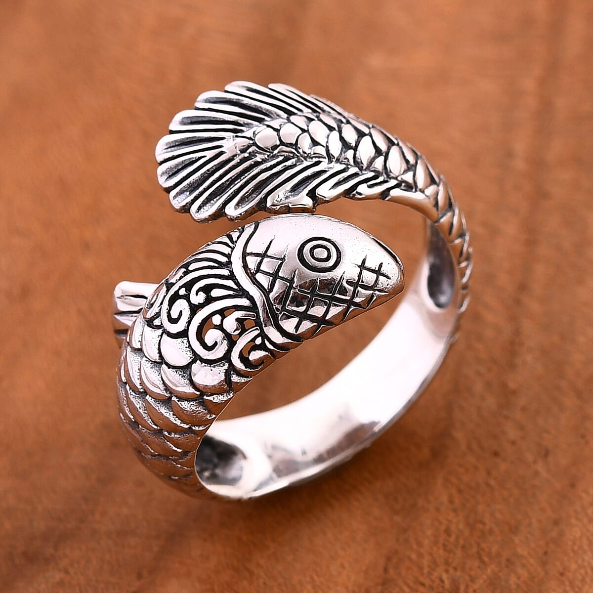 Bali Legacy Koi Fish Ring in Sterling Silver (Size 8.0) 6.10 Grams image number 1