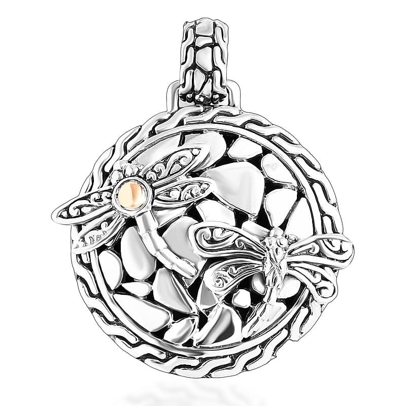 Dragonfly Pendant without Chain in 22K Yellow Gold and Sterling Silver  9.20 Grams