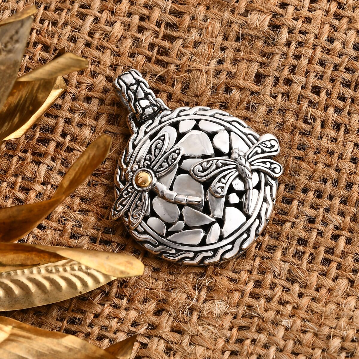 Dragonfly Pendant in 22K Yellow Gold and Sterling Silver  9.20 Grams image number 1