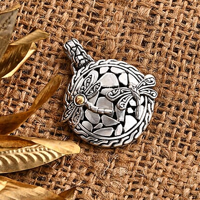 Dragonfly Pendant without Chain in 22K Yellow Gold and Sterling Silver  9.20 Grams