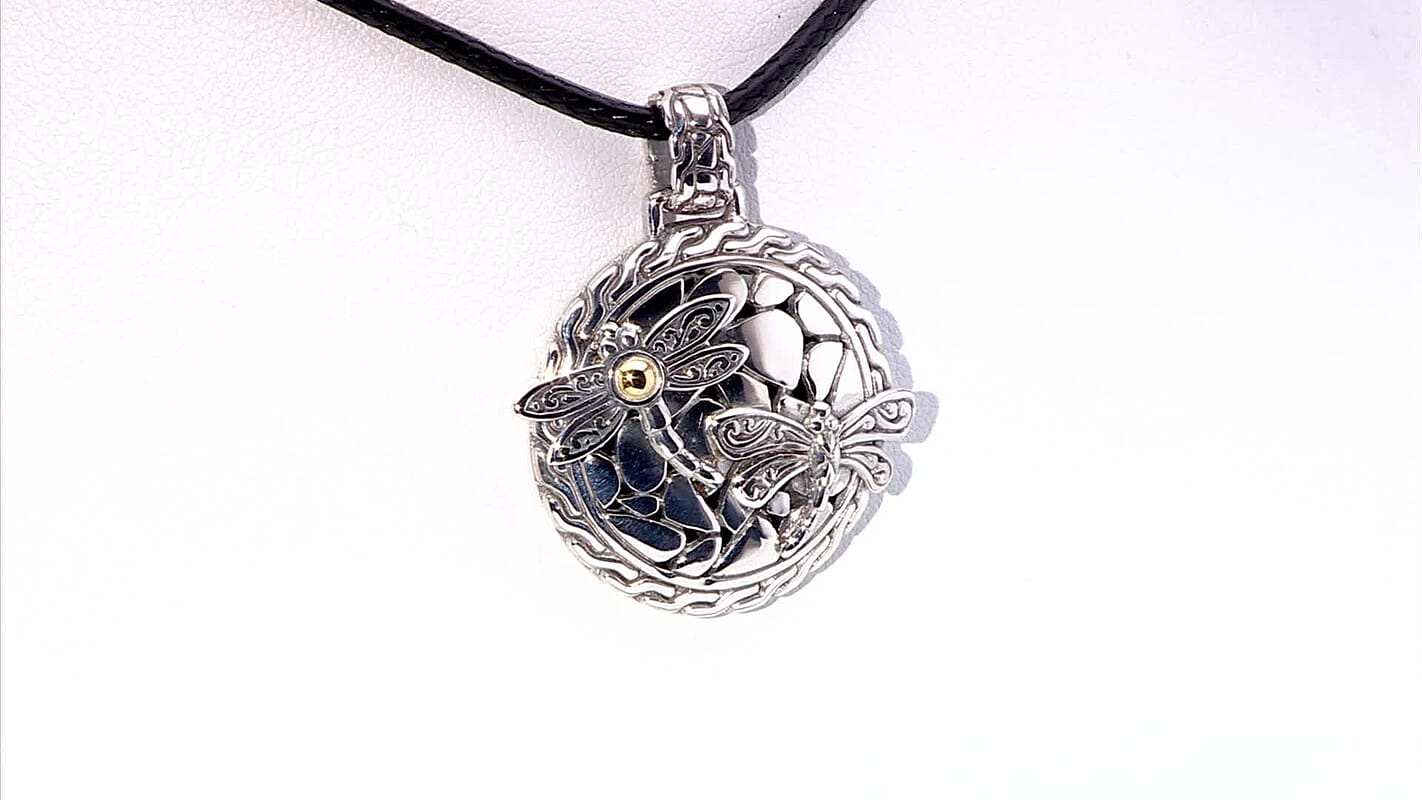 Dragonfly Pendant without Chain in 22K Yellow Gold and Sterling Silver  9.20 Grams