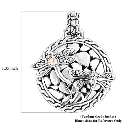 Dragonfly Pendant without Chain in 22K Yellow Gold and Sterling Silver  9.20 Grams