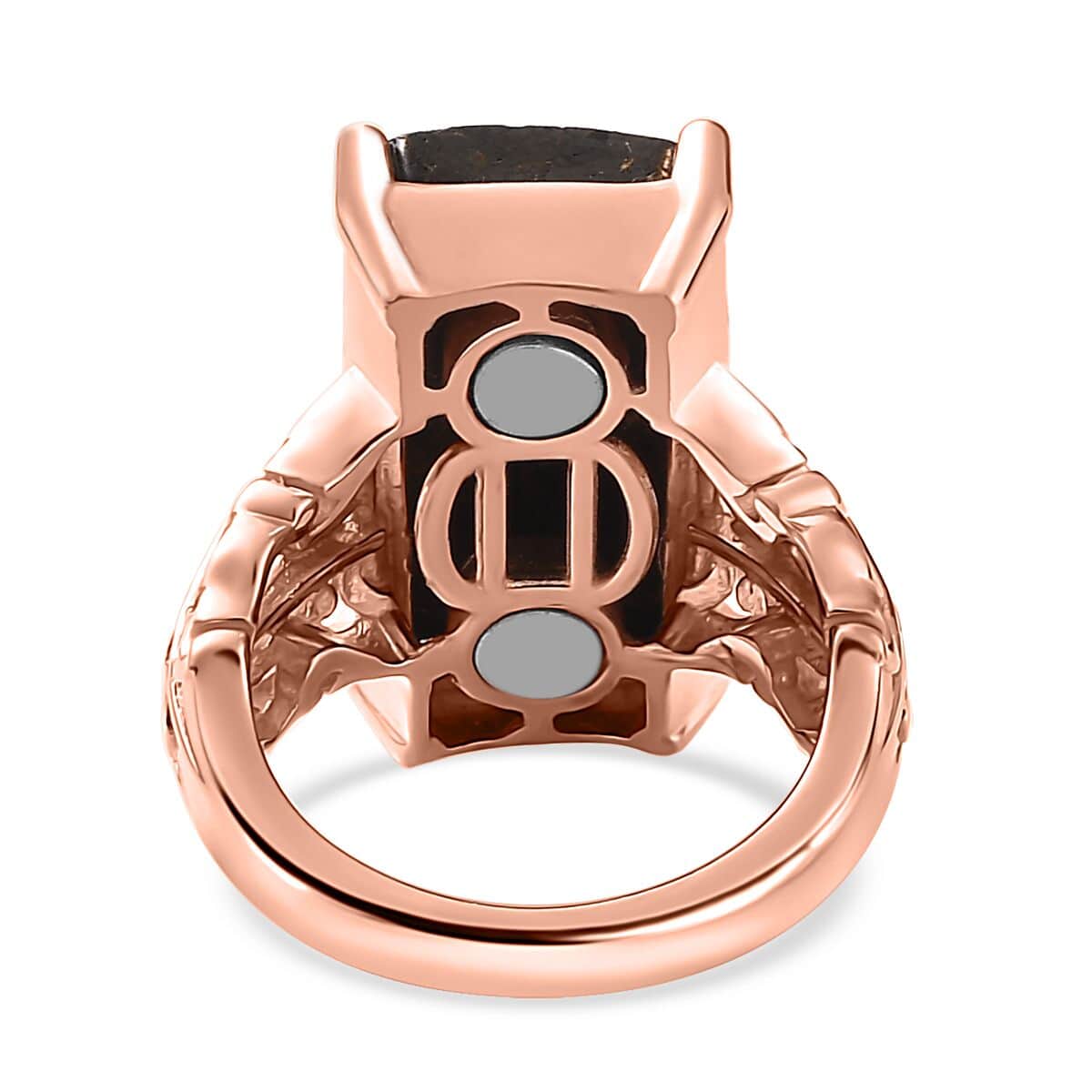 Matrix Silver Shungite (Bgt) Solitaire Ring in 14K RG Over Copper with Magnet (Size 9.0) 7.85 ctw image number 4