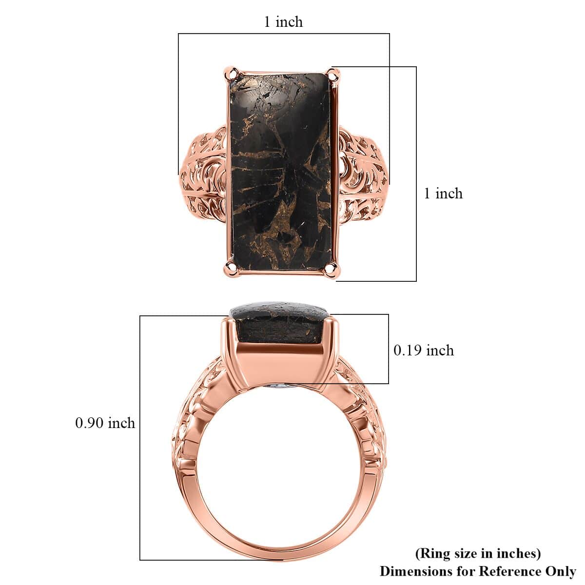 Matrix Silver Shungite Solitaire Ring in 14K Rose Gold Over Copper with Magnet (Size 10.0) 7.85 ctw image number 5