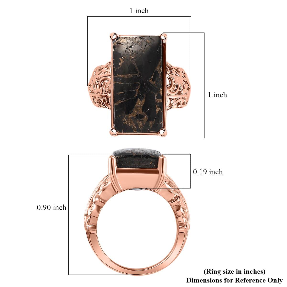 Matrix Silver Shungite Solitaire Ring in 14K Rose Gold Over Copper with Magnet (Size 5.0) 7.85 ctw image number 5