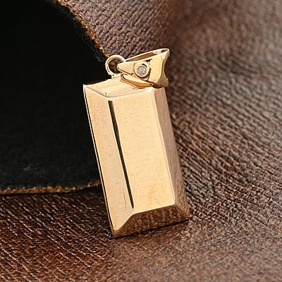 10K Yellow Gold Diamond Accent Bar Pendant without Chain 1.3 Grams