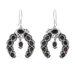 Artisan Crafted Elite Shungite Squash Blossom Bear Earrings in Black Oxidized Sterling Silver 4.85 ctw
