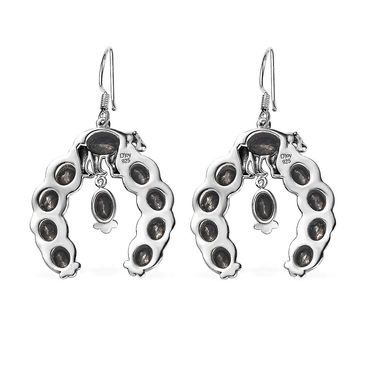 D'Joy Artisan Crafted Elite Shungite 4.85 ctw Squash Blossom Bear Earrings in Black Oxidized Sterling Silver 
