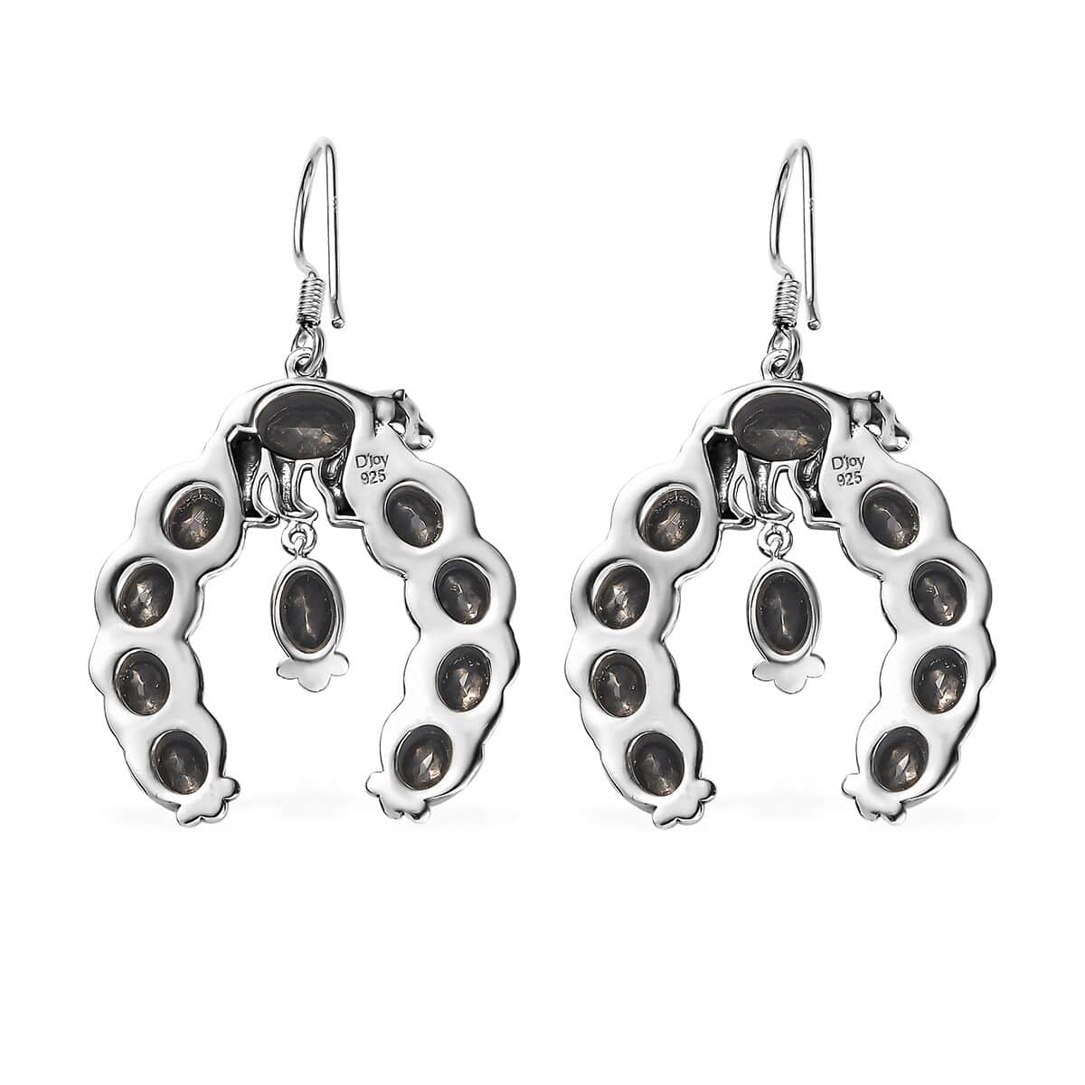 Artisan Crafted Elite Shungite Squash Blossom Bear Earrings in Black Oxidized Sterling Silver 4.85 ctw image number 4