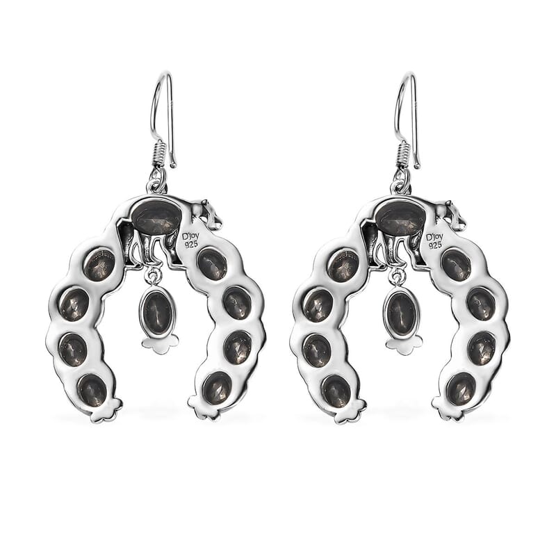 D'Joy Artisan Crafted Elite Shungite 4.85 ctw Squash Blossom Bear Earrings in Black Oxidized Sterling Silver 