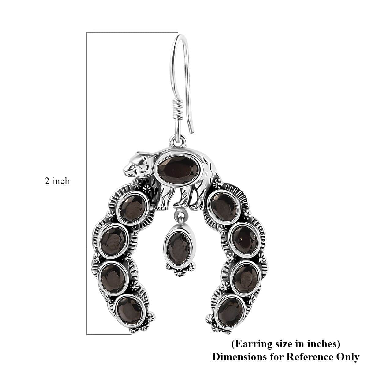 Artisan Crafted Elite Shungite Squash Blossom Bear Earrings in Black Oxidized Sterling Silver 4.85 ctw image number 5