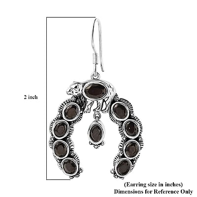 D'Joy Artisan Crafted Elite Shungite 4.85 ctw Squash Blossom Bear Earrings in Black Oxidized Sterling Silver 