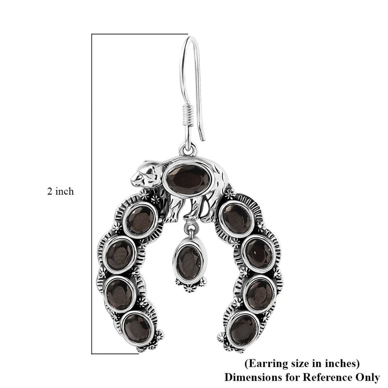 D'Joy Artisan Crafted Elite Shungite 4.85 ctw Squash Blossom Bear Earrings in Black Oxidized Sterling Silver 