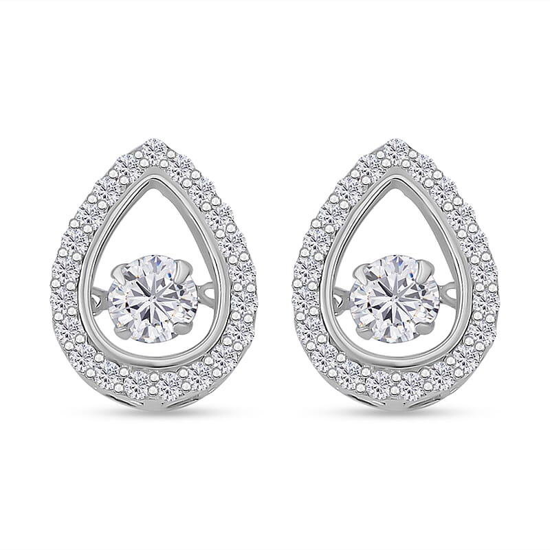 Simulated Diamond 2.35 ctw Stud Earrings in Platinum Over Sterling Silver 