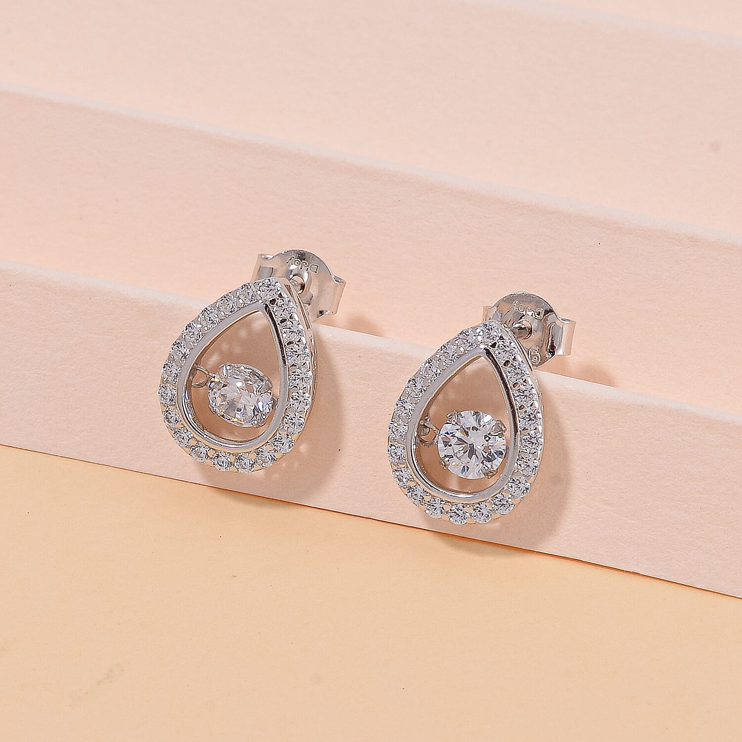 Simulated Diamond 2.35 ctw Stud Earrings in Platinum Over Sterling Silver 