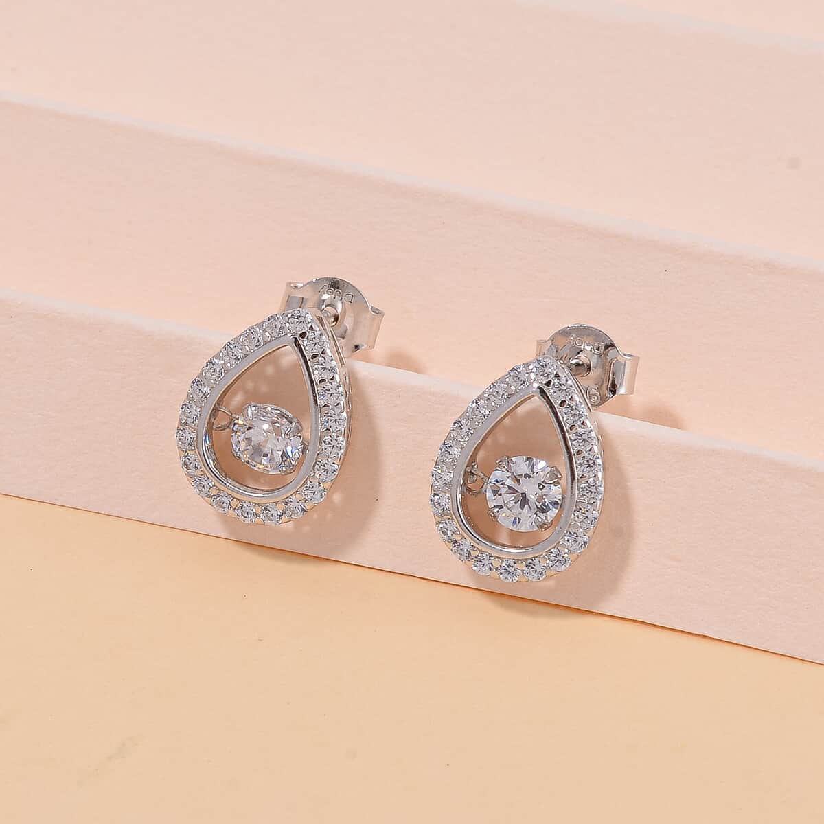 Simulated Diamond 2.35 ctw Stud Earrings in Platinum Over Sterling Silver  image number 1