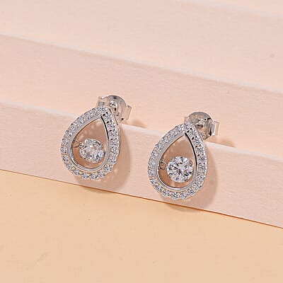 Simulated Diamond 2.35 ctw Stud Earrings in Platinum Over Sterling Silver 