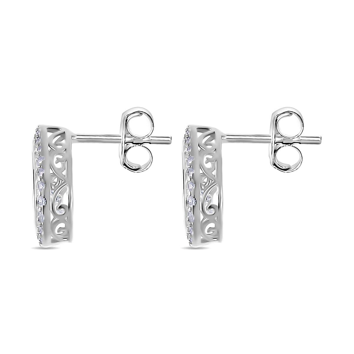 Simulated Diamond 2.35 ctw Stud Earrings in Platinum Over Sterling Silver 