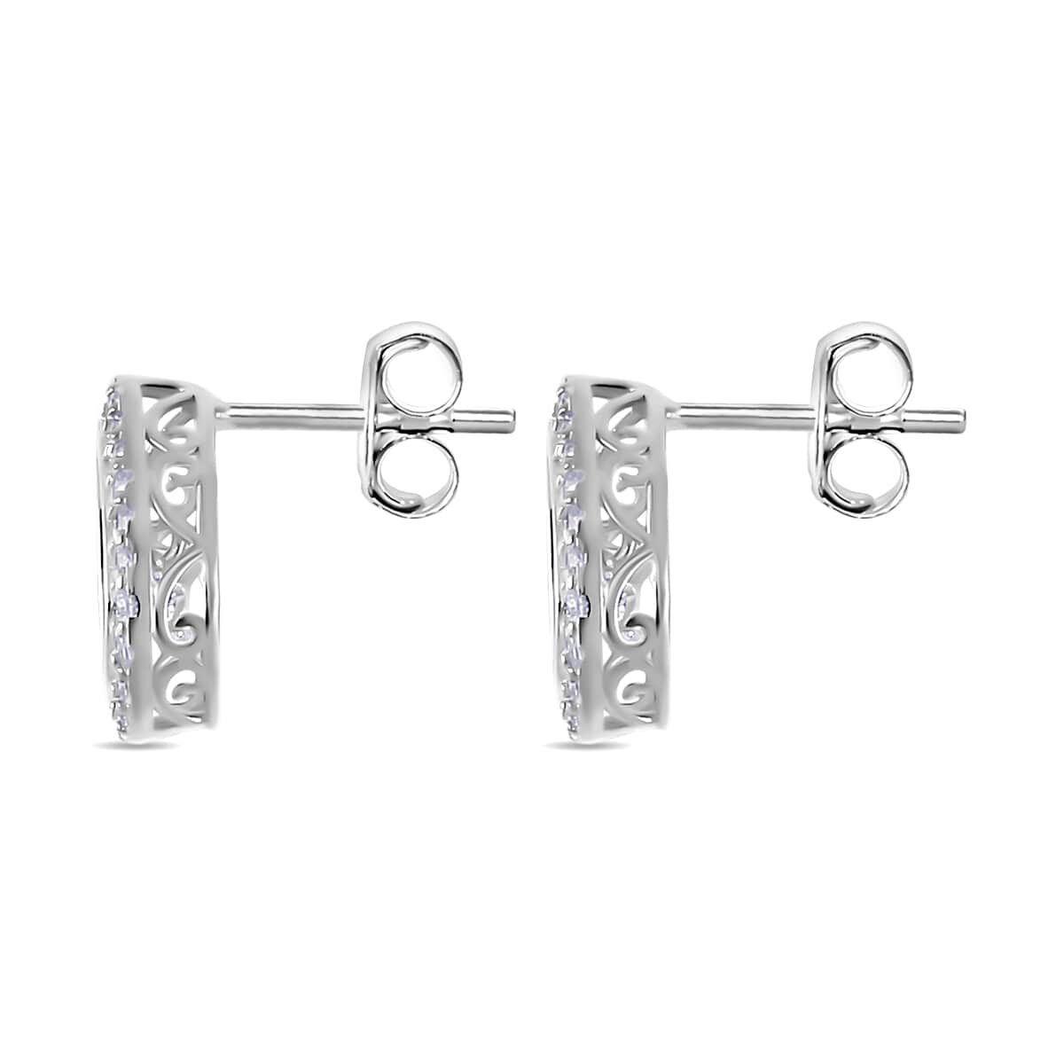 Simulated Diamond 2.35 ctw Stud Earrings in Platinum Over Sterling Silver  image number 3