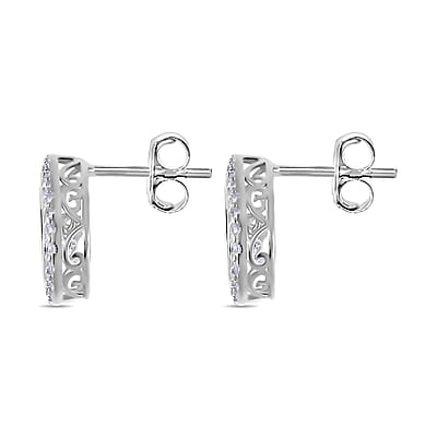 Simulated Diamond 2.35 ctw Stud Earrings in Platinum Over Sterling Silver 