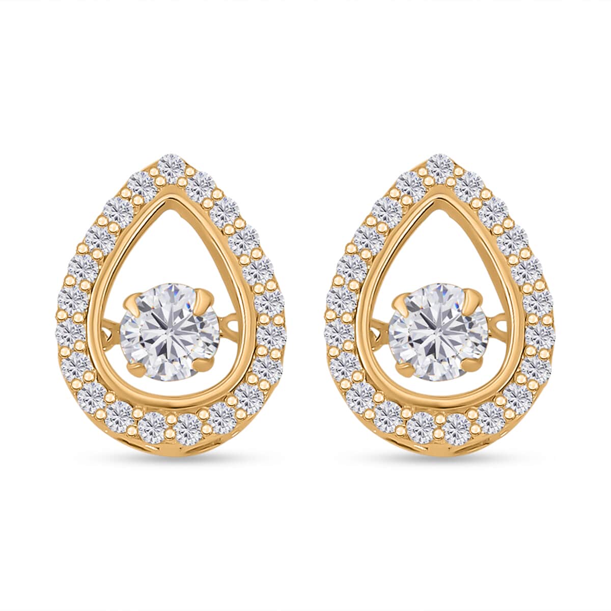 Simulated Diamond 2.35 ctw Stud Earrings in 14K Yellow Gold Over Sterling Silver  image number 0