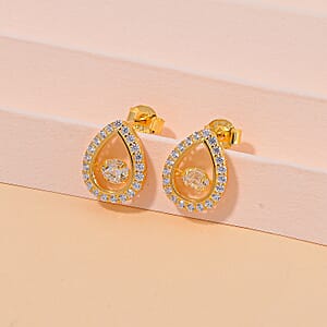 Simulated Diamond 2.35 ctw Stud Earrings in 14K Yellow Gold Over Sterling Silver 
