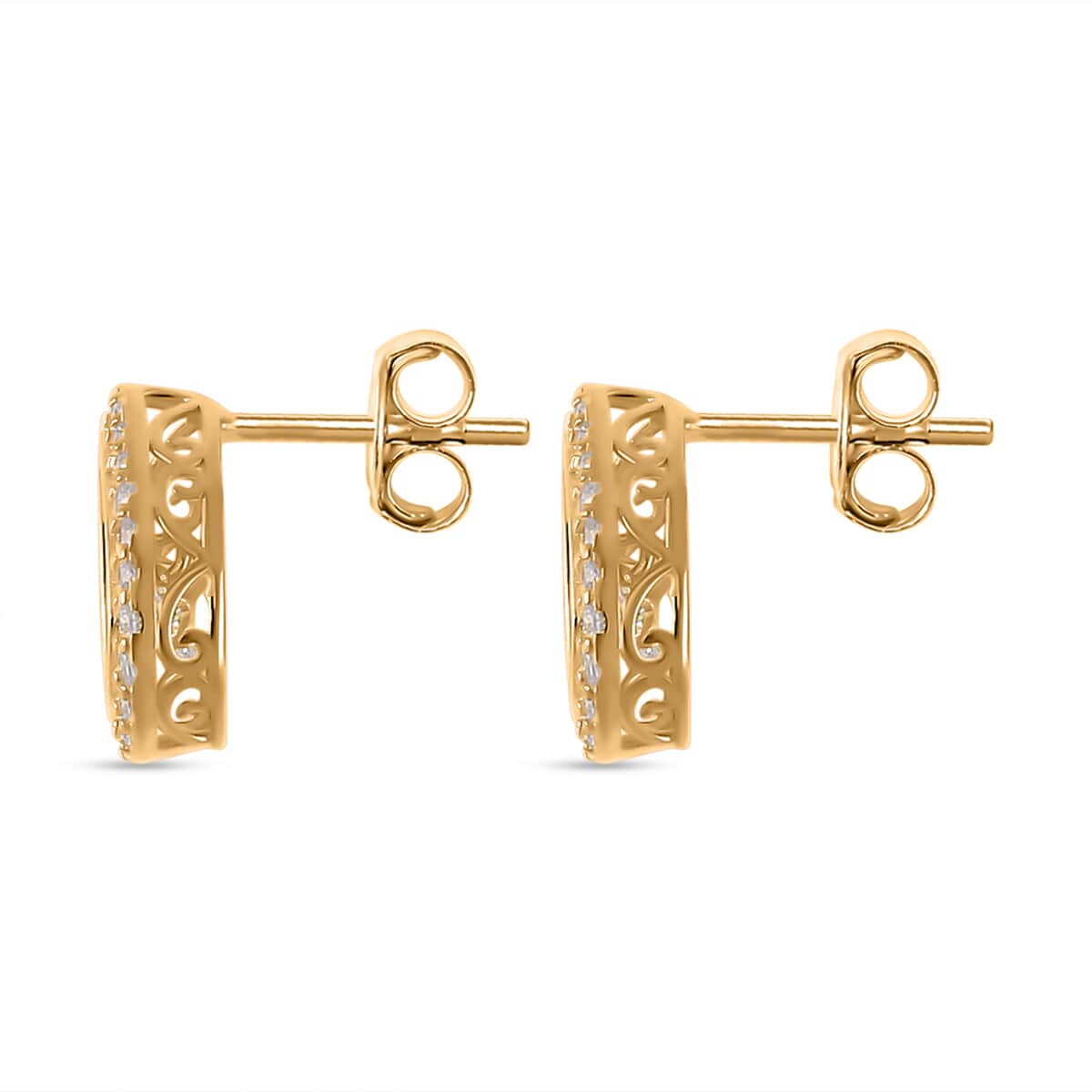 Simulated Diamond 2.35 ctw Stud Earrings in 14K Yellow Gold Over Sterling Silver  image number 3