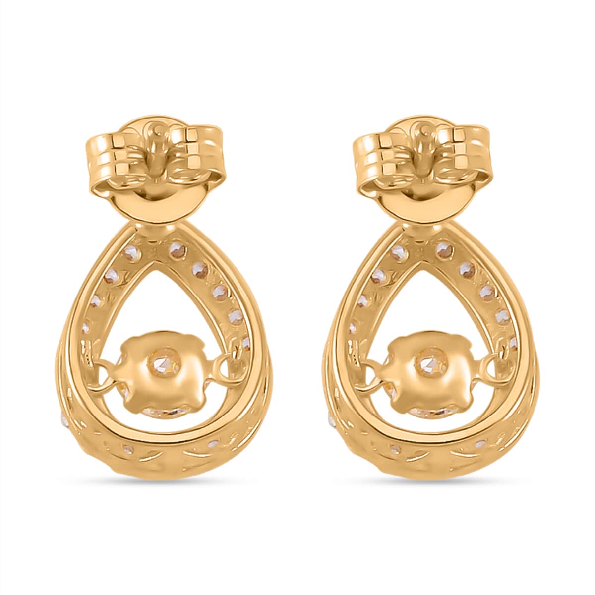 Simulated Diamond 2.35 ctw Stud Earrings in 14K Yellow Gold Over Sterling Silver  image number 4