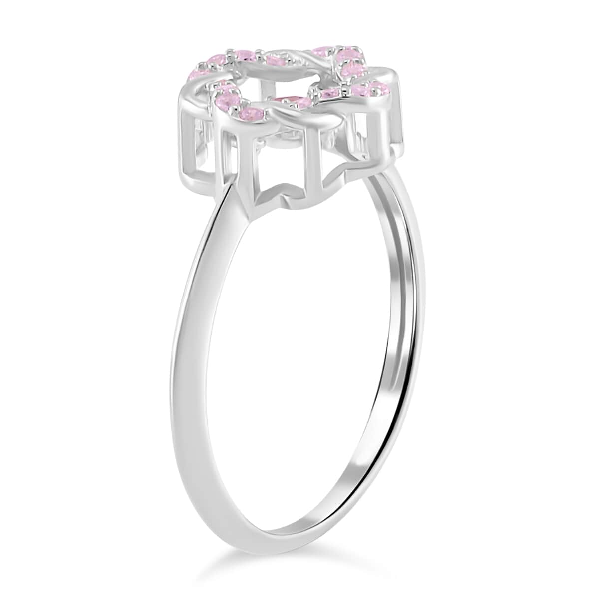 Simulated Pink Diamond Halo Ring in Platinum Over Sterling Silver (Size 10.0) 1.10 ctw image number 3