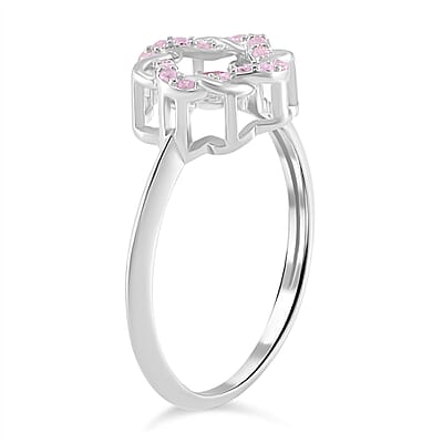 Simulated Pink Diamond 1.10 ctw Halo Ring in Platinum Over Sterling Silver (Size 10.0) 