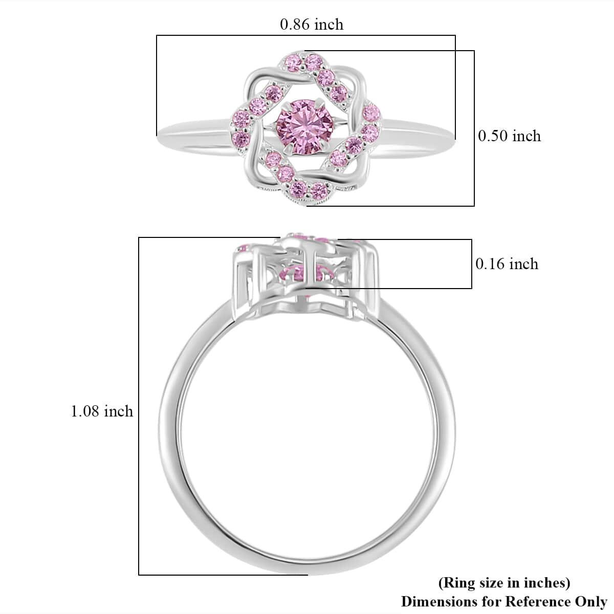 Simulated Pink Diamond Halo Ring in Platinum Over Sterling Silver (Size 10.0) 1.10 ctw image number 5