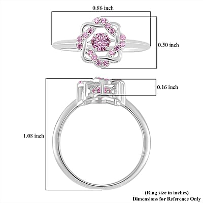 Simulated Pink Diamond 1.10 ctw Halo Ring in Platinum Over Sterling Silver (Size 10.0) 