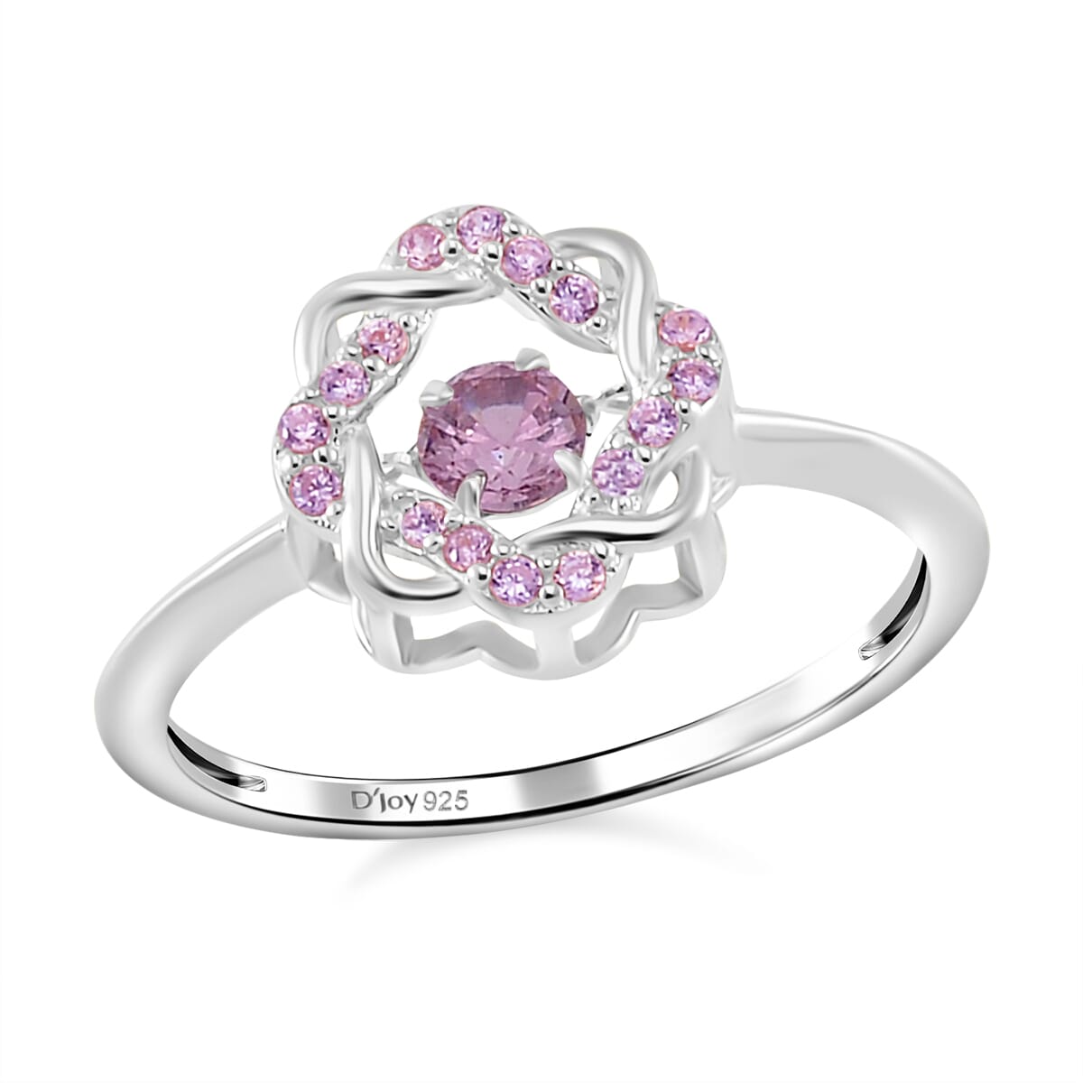 Simulated Pink Diamond 1.10 ctw Halo Ring in Platinum Over Sterling Silver (Size 8.0)  image number 0