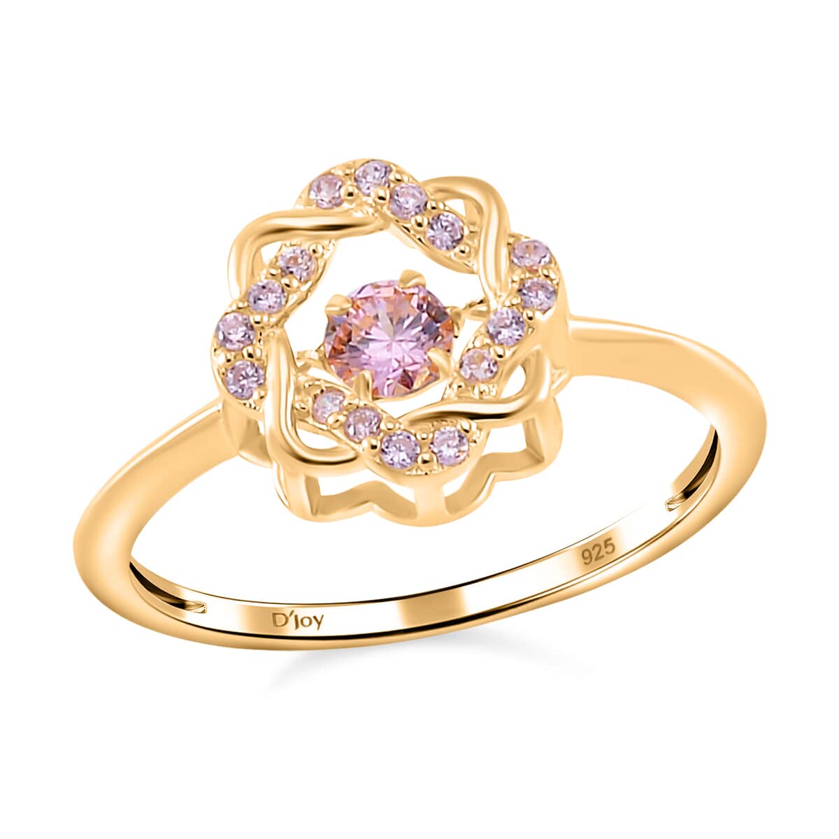 Simulated Pink Diamond 1.10 ctw Ring in 14K Yellow Gold Over Sterling Silver (Size 7.0)  image number 0