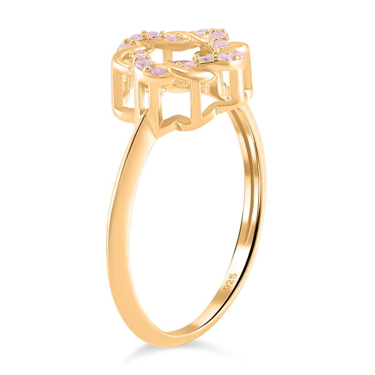 Simulated Pink Diamond 1.10 ctw Ring in 14K Yellow Gold Over Sterling Silver (Size 7.0)  image number 3